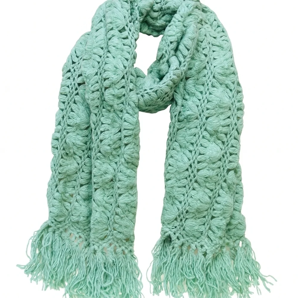 Handmade Aqua green crochet‎ infinity scarf